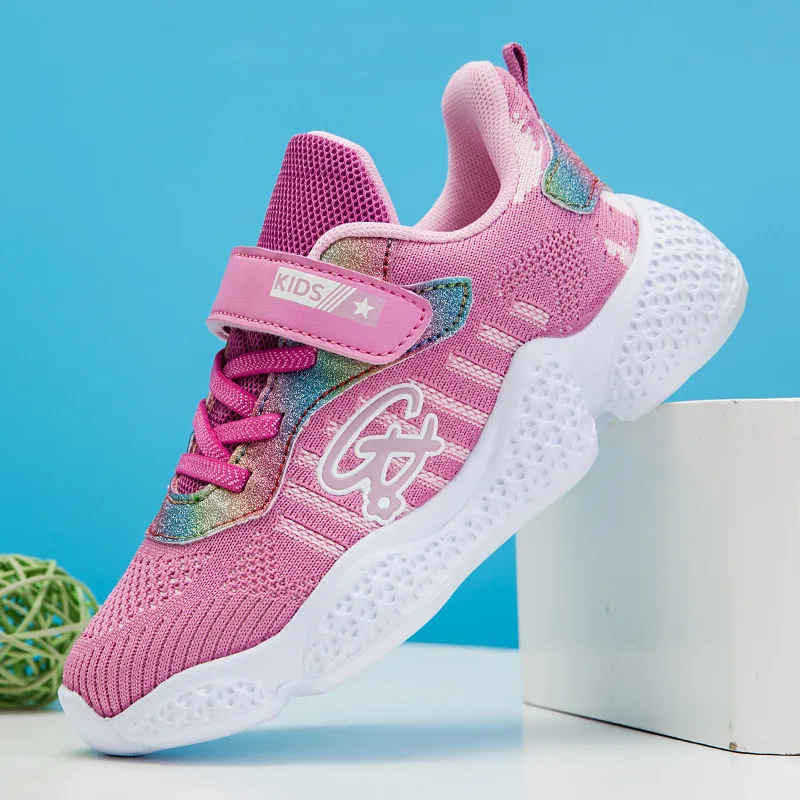

Girls Athletic Shoes Spring And Autumn 2019 New Style 12-Year-Old Pink Punched Sheet Shoes Summer Casual Versatile Running Shoes