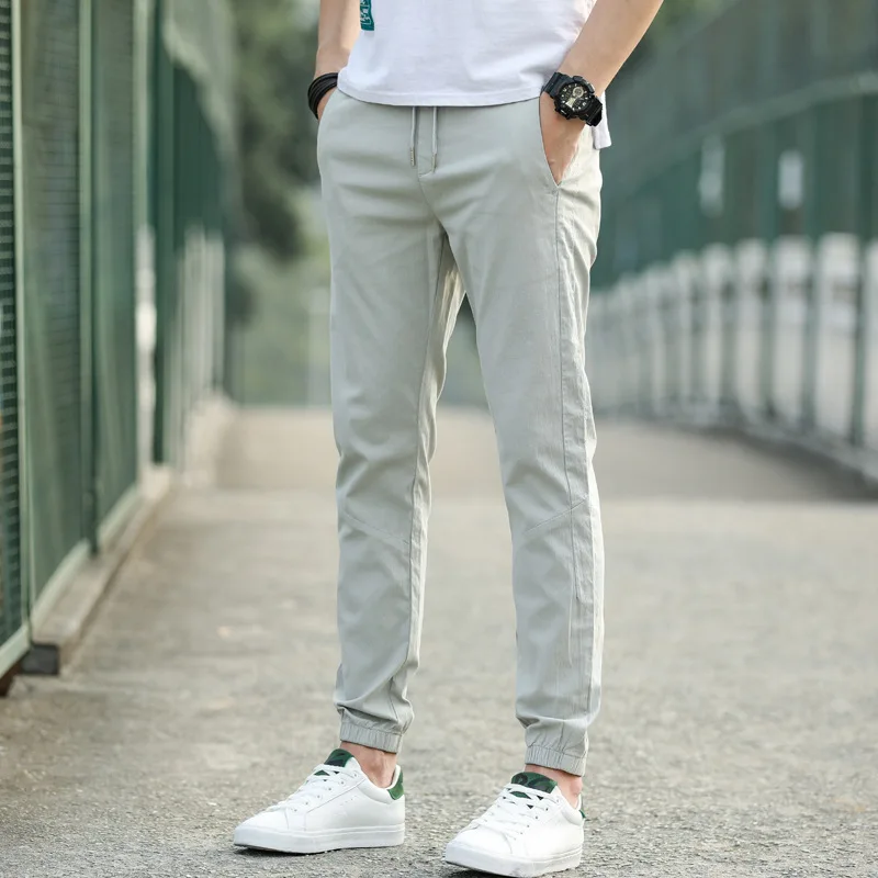 

New Style Men Skinny Pants Lace-up Slim Fit Versatile No Bombs Casual Skinny Pants Fashion Casual Trousers 6601