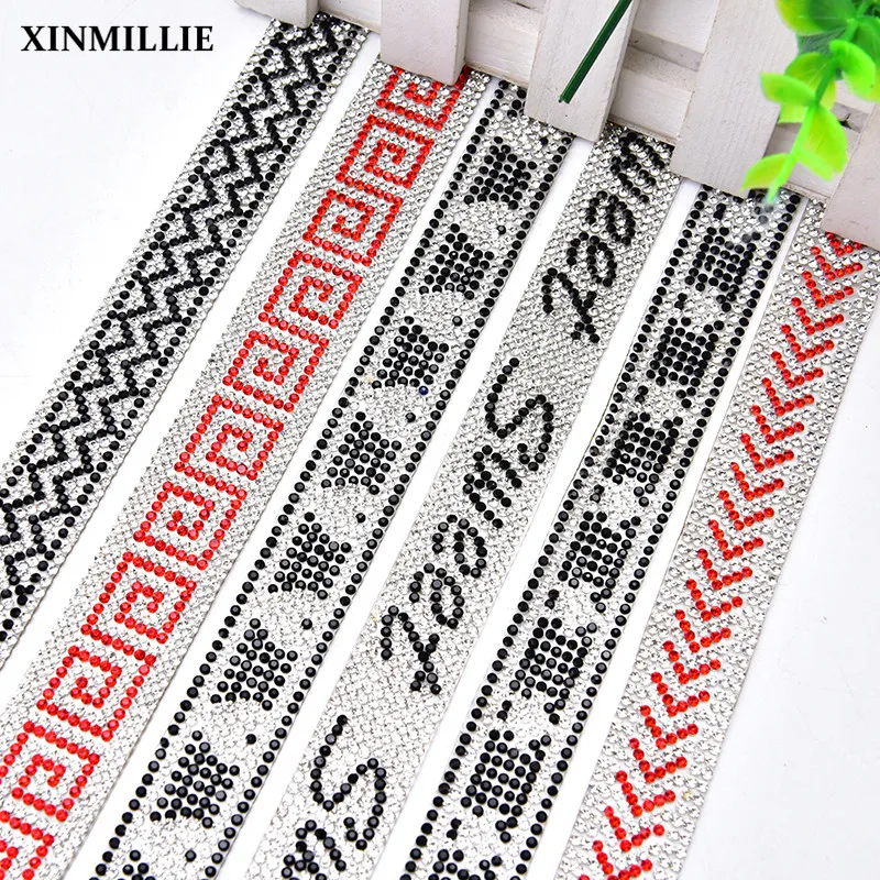Новинка 1 ярд/лот стразы отделка 2 см ширина Логотип Горячая фиксация Кристалл