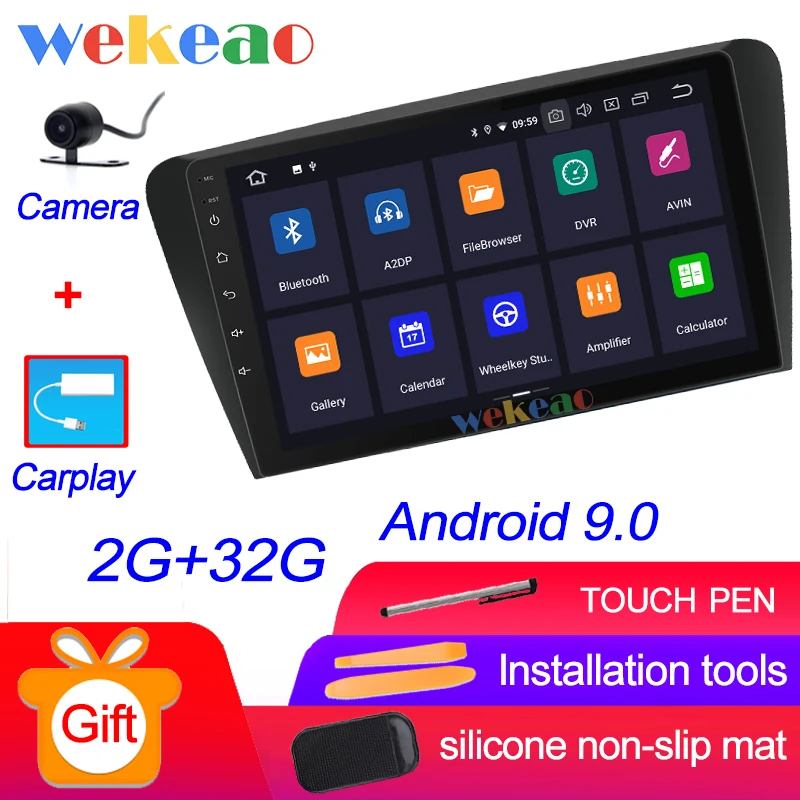 Wekeao сенсорный экран 10,1 ''Android 9,0 Автомагнитола для Skoda Octavia Android авто gps навигация - Цвет: Android Car Radio