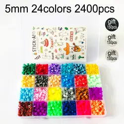 2400 шт./кор. 24 цвета 5 мм Хама бусины игрушки для детей DIY интеллект развивающий perler knutselen kinderen дети ремесло головоломки