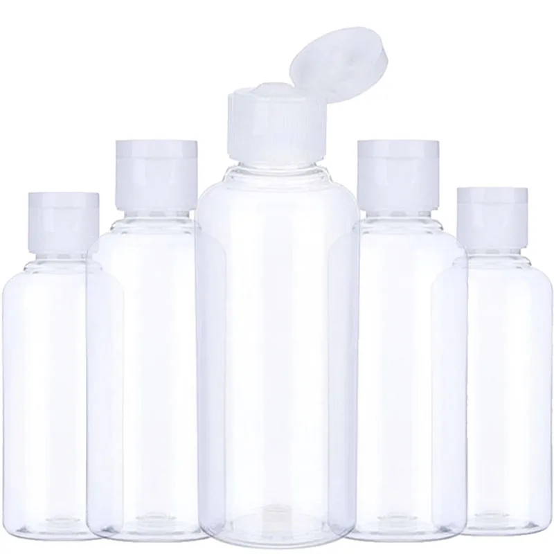 Juego de botellas de viaje 5 unidades de recipientes líquidos para cosméticos de tamaño de viaje con bolsa de almacenamiento transparente 