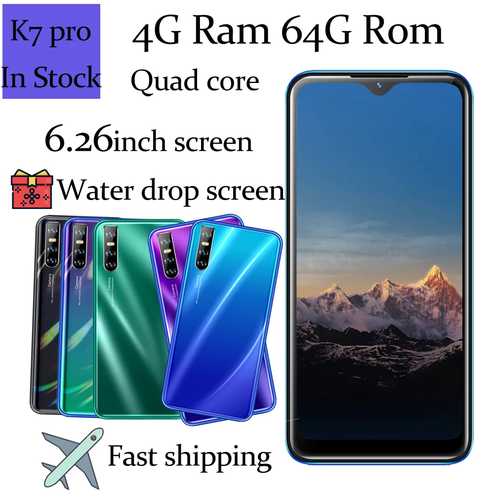 Смартфон глобальная версия K7 Pro Android 6 26 большой экран 2sim 4 + 64 ГБ камера 13 МП |