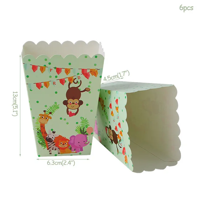 Джунгли животных день рождения одноразовая посуда лесные друзья сафари на тему зоопарка бумажные кружки, тарелки, салфетки для детского душа - Цвет: box 6pcs