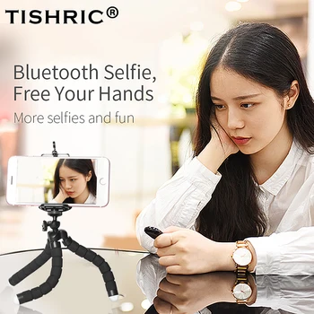 

Wireless Bluetooth Smartphone Camera Remote Control Shutter Button Selfie Stick Tripod Phone Holder Work for iPhone/Android/IOS