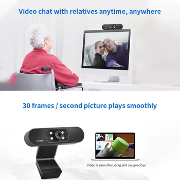 

Streaming Recording HD Webcam Free Adjustment Computer Peripherals Clip On ABS Built In Microphone Video Conference Home Office