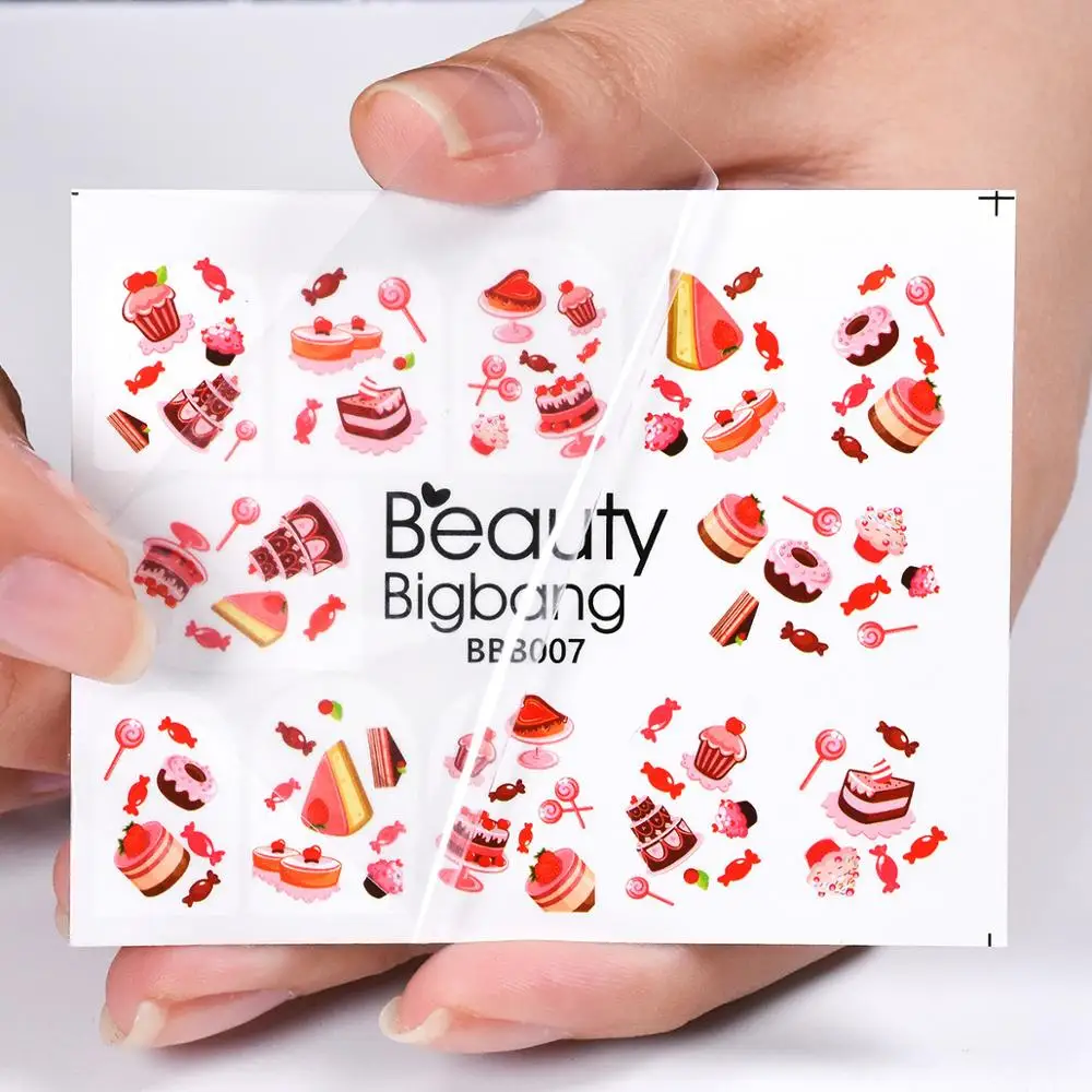 BeautyBigBang 1 лист Радужные облака изображения наклейки для ногтей милые животные дизайн маникюр Дизайн ногтей украшения Водные Наклейки BBB008