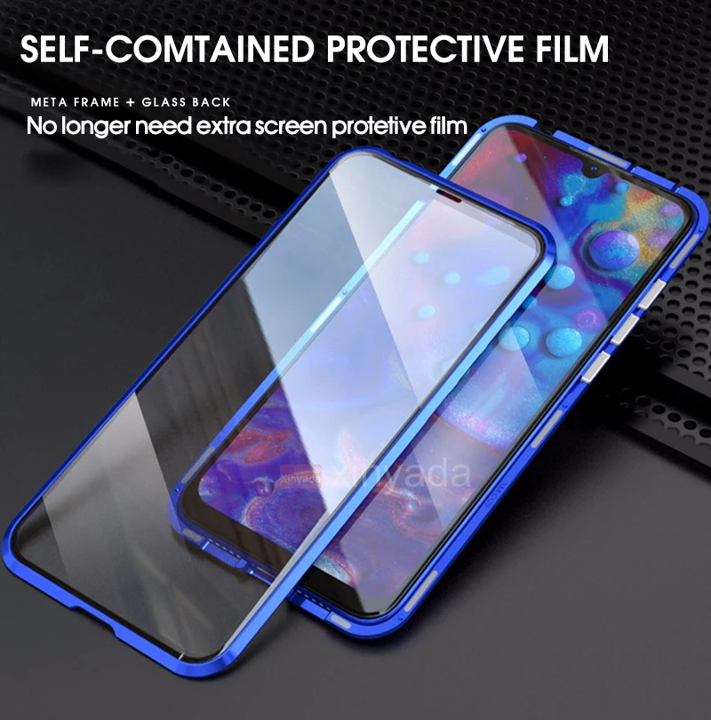 Full Body Flip Magnetic Case For Samsung Galaxy M10 M20 M30 A10 A20 A30 A40 A60 360 double sided Tempered Glass Cover Metal | Мобильные