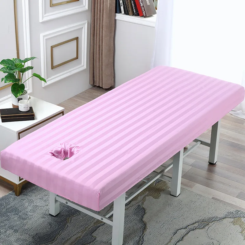 Pure Cotton Beauty Salon Bed Sheet Cover Elastic Band Sheet Non-slip SPA Massage Bed Sheet Cover 100% Cotton 4 Sizes 5