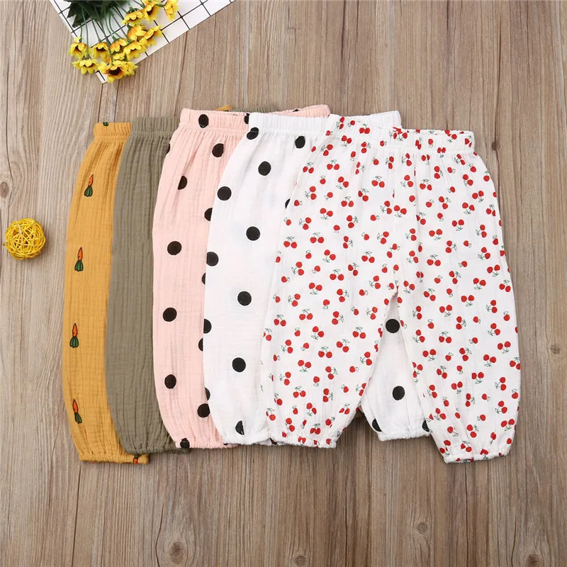 

Toddlers Girl Cotton Linen Print Harem Pants Casual Loose Long Trousers Little Kids Pants For Girls