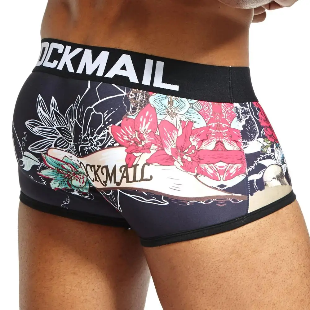 JOCKMAIL, сексуальное мужское нижнее белье, боксеры, игривое, с принтом, для геев, нижнее белье, низкая талия, дышащий, лед, шелк, мультяшный принт, мужские трусы-боксеры