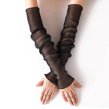 

Useful Summer Women Girl Fashion Chic Ultra Thin Lace Long Arm Warmers Mesh Long Half finger Ultra-thin Breathable Arm Warmers