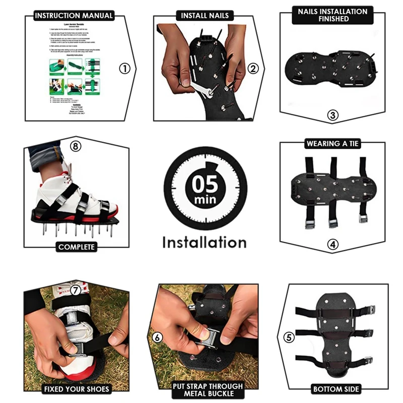 Садовый аэратор; сандалии; 1 пара; 3 ремешка; Прочная удобная обувь с ...