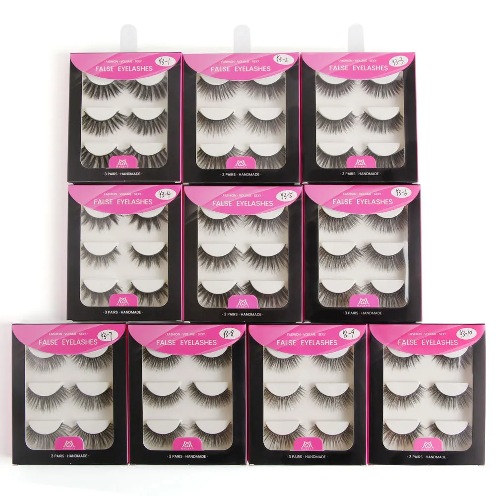 

3 Pairs Natrual Mink Eyelashes,CLOTHOBEAUTY 3d Mink Hair Lashes Thick Long Handmade soft Eyelashes Extension in bulk Wholesale