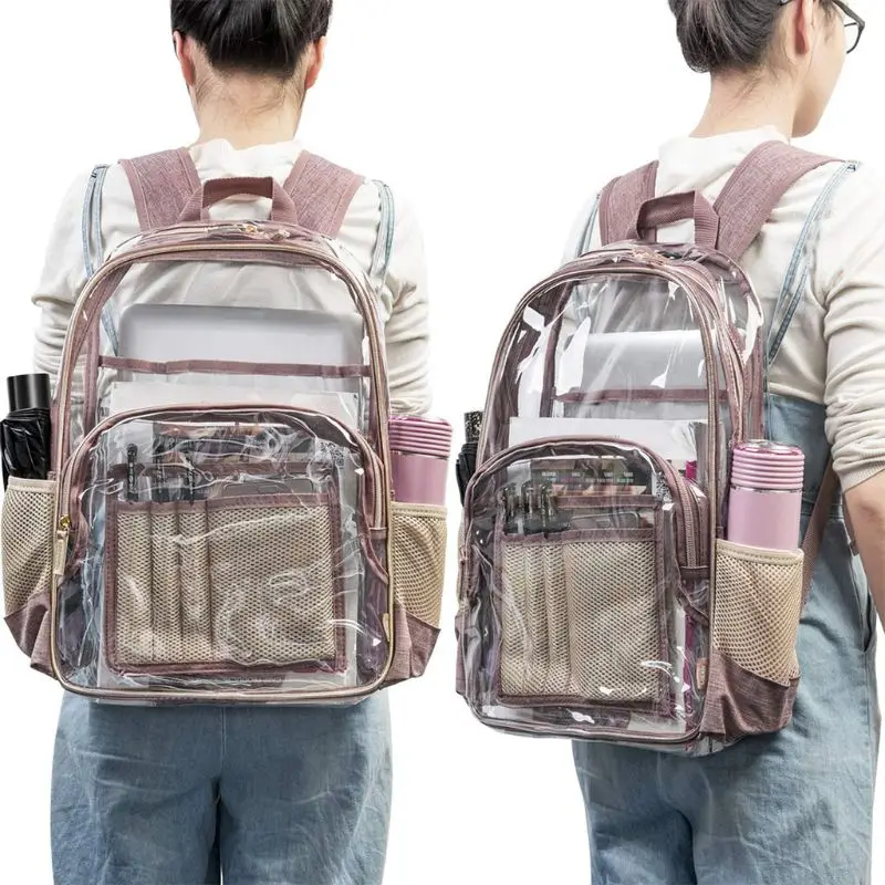 

Fashion Transparent PVC Backpack Travel School Book Bag Daypack Rucksack for Teenager Girls F42A