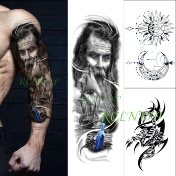 

Waterproof Temporary Tattoo Sticker Sailboat Drifting Bottle Star Moon Scorpion Large Fake Tatto Flash Tatoo for Men Women 3 Pcs