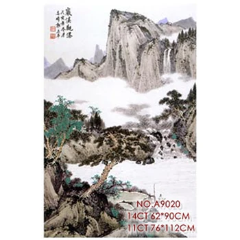 

Cross stitch suit Yaxi waterfall view mountain landscape ink painting hand embroidery cross stitch material bag a9020