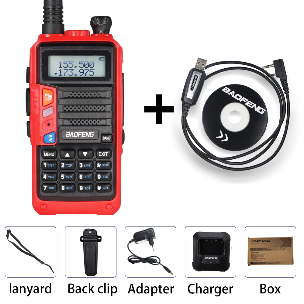 Box With Cable Baofeng UV-5R Pro двухстороннее радио Двухдиапазонная Высокая мощность 8 Вт рация UV5R Pro FM трансивер портативный CB радио обновление UV 5R - Цвет: Box With Cable