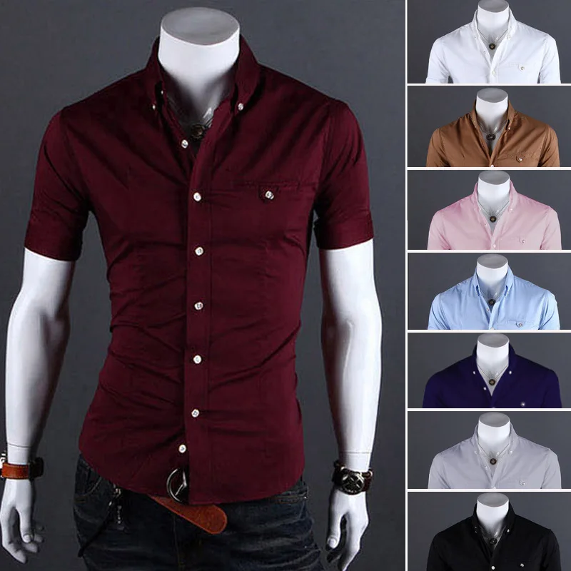 mens short sleeve slim fit dress shirts