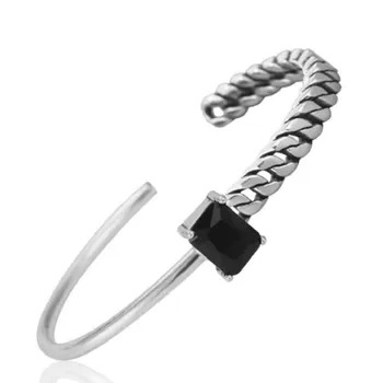 

925 Sterling Silver Jewelry Tricolor Zircon Irregular Twisted China Model Thai Silver Cuff Bracelets & Bangles