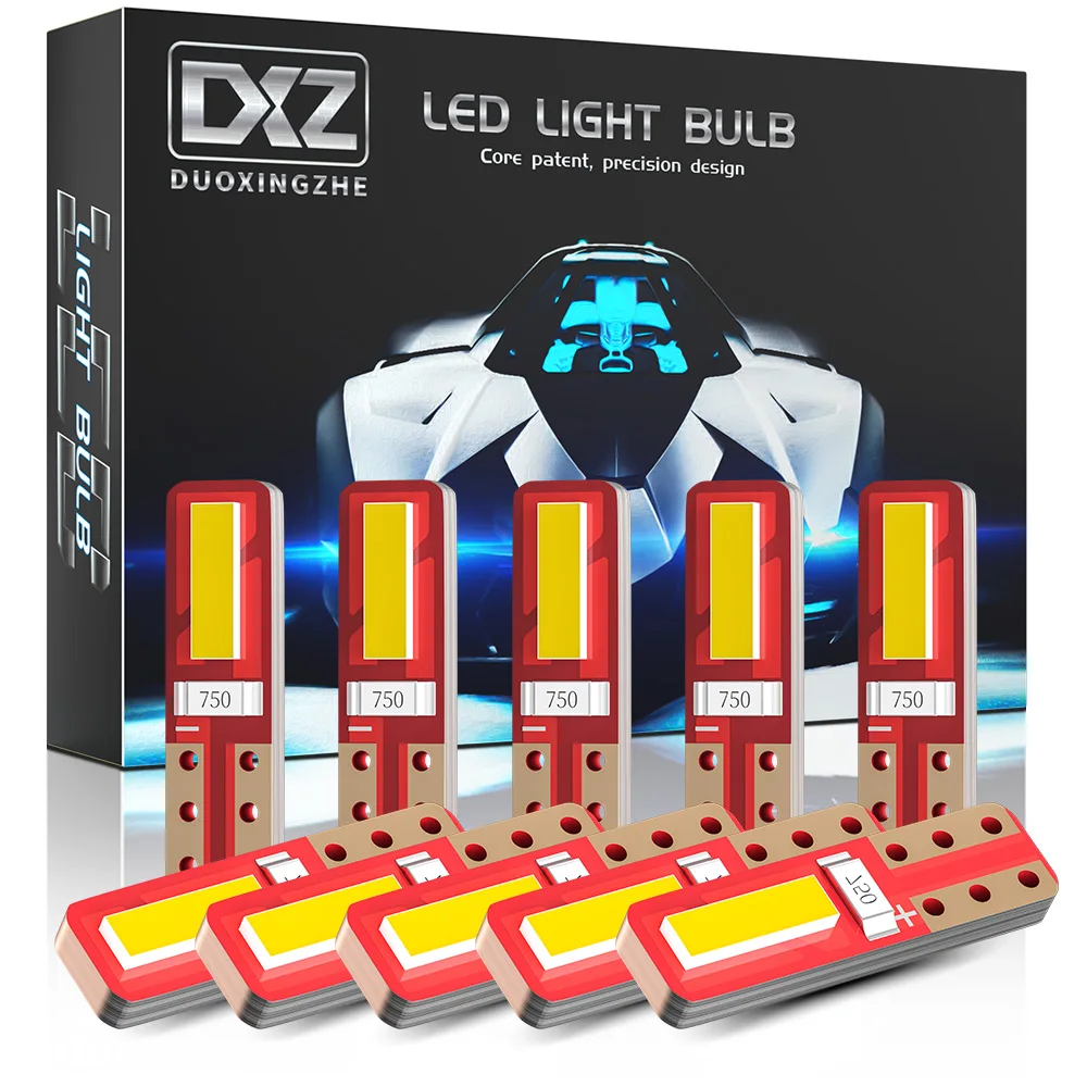 

DXZ 10Pcs W3W W1.2W T5 LED Bulbs Super Bright Canbus White 2SMD Chipsets Error Free Car Instrument Cluster Dashboard Light 12V