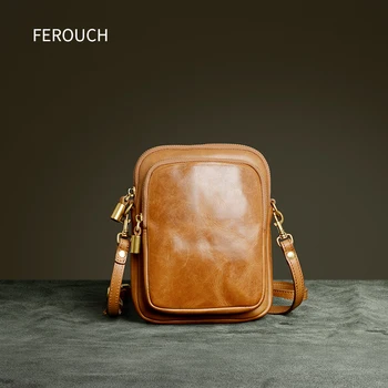 

2020 Retro Women's Diagonal Bag Real Genuine Leather Shoulder Bag Mail Bags Business Casual Fashion Neutral Handmade Bag 9014