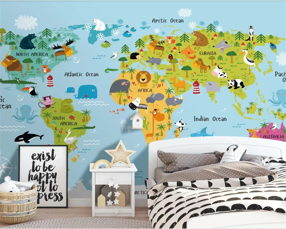 Beibehang Nordico Moderno Fresco Caricatura De Mundo Animal