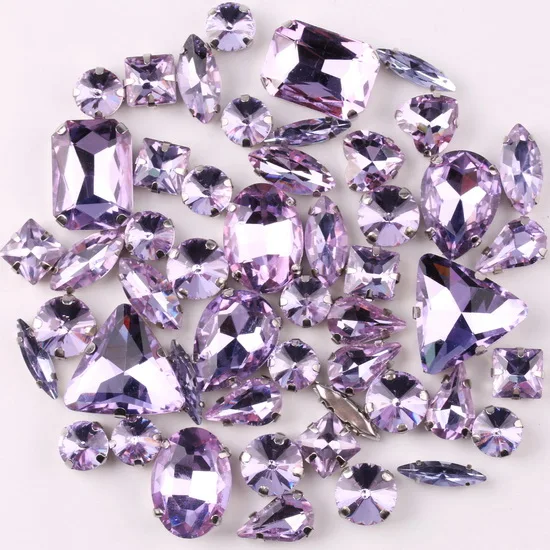 Silver Claw Setting Crystal Rhinestones - 50pcs Mixed Shapes, Clear & Jelly Candy AB