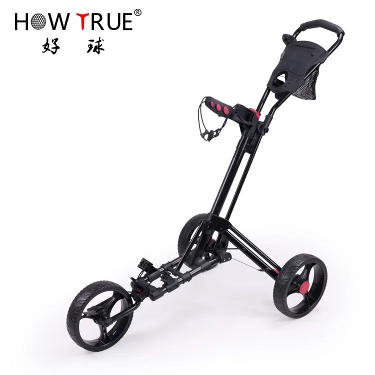Multi-Functional Golf Car Cart Collapsible 3 round Push Cart Push Pull Golf Trolley Folding 3 Wheel