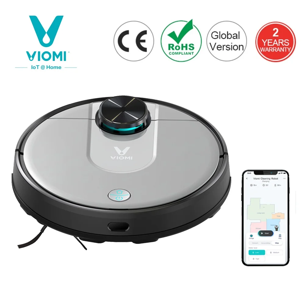 Xiaomi Viomi Vacuum Cleaner V2 PRO 2 in1 LDS+SLAM Sweep Robot For Home Smart Wet Dry and Mop Quiet Mijia APP Control | Бытовая техника