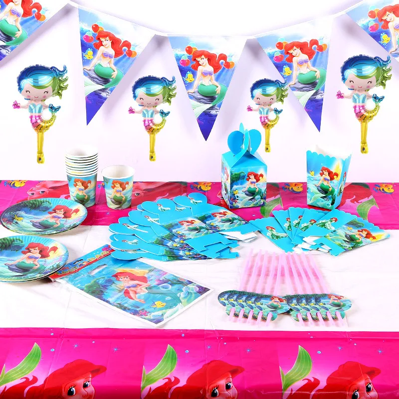 2019 Little Mermaid Ariel Party Decorations Disposable Tableware