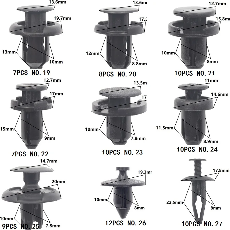 Универсальный Авто нажимной Фиксатор заклепки для всех автомобилей бампер крыло Пластиковые Крепежные Зажимы