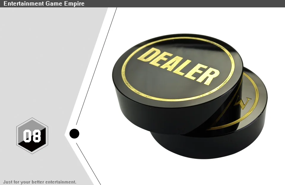 Easytoday Texas Poker Chips Standard Accessories Dealer Black Crystal All In Baccarat Dealer Button Gold Word Poker Chip (8)