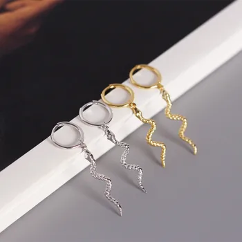 

Fine Long Serpentine Snake Tassel Stud Earrings for Women's Punk Style Animal Earrings 100% 925 Sterling Silver Earrings A30