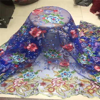 

2020 African Beaded 3D Flower Tulle Lace Fabric African French Lace Fabric High Quality Nigerian Embroidery Tulle French Lace