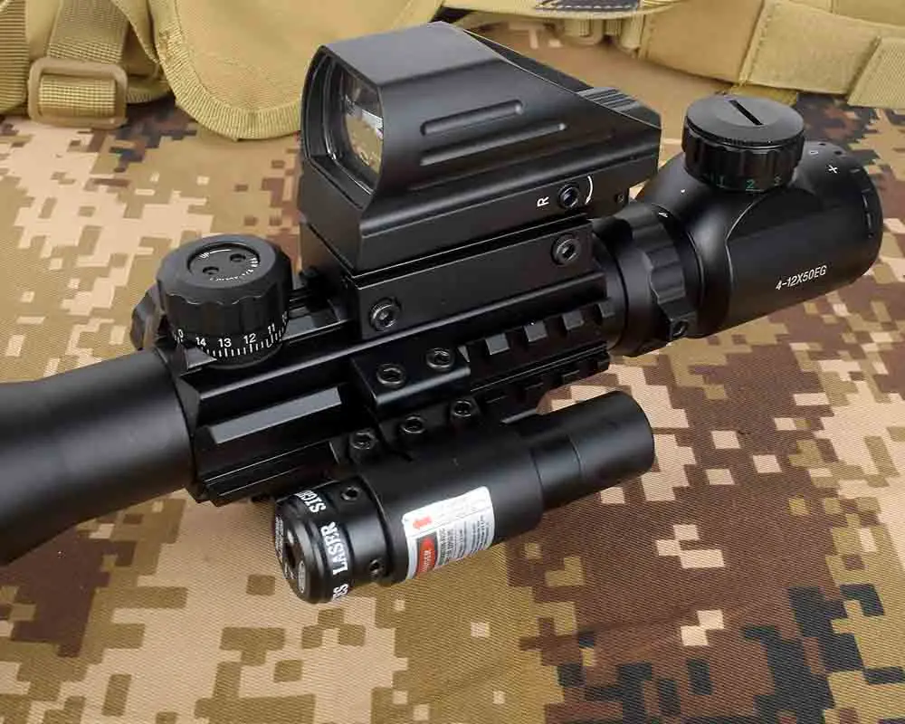 Прицел Комбинированный C4-16x50EG охотничий двойной подсветкой с лазерным прицелом 4 голографическая сетка красный/зеленый в горошек для 22 рельсов
