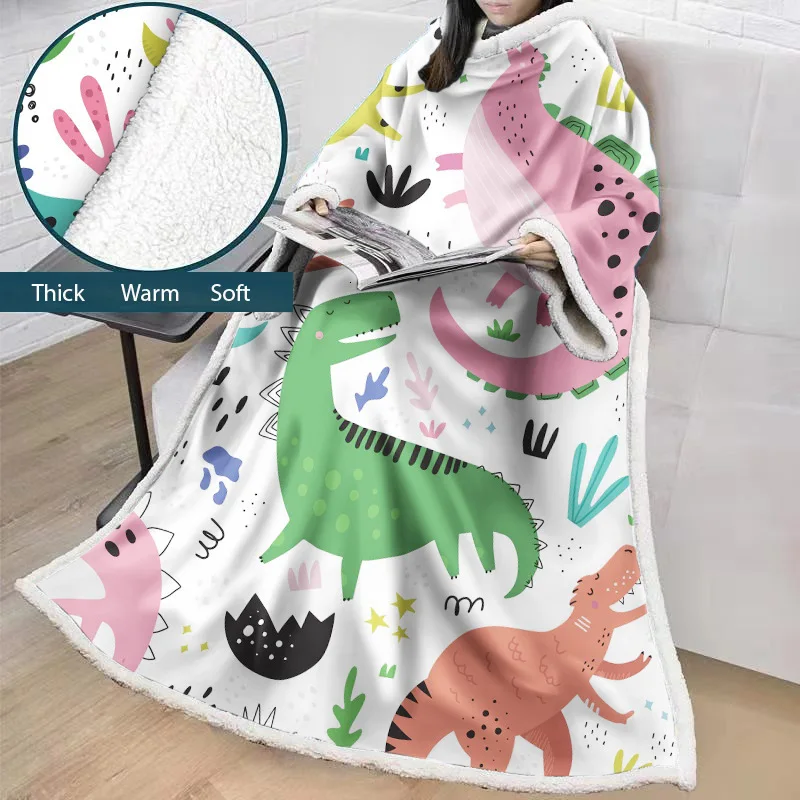 

Animals Series Blanket With Sleeves Colorful Printed Blanket For Adults Microfiber Sherpa Fleece Sofa Blanket Outdoor Plush