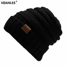 VIIANLES новые модные складывающиеся шапочки теплые шерстяные зимние шапки для женщин Skullies Beanies одноцветные вязаные эластичные шапки с буквенным принтом