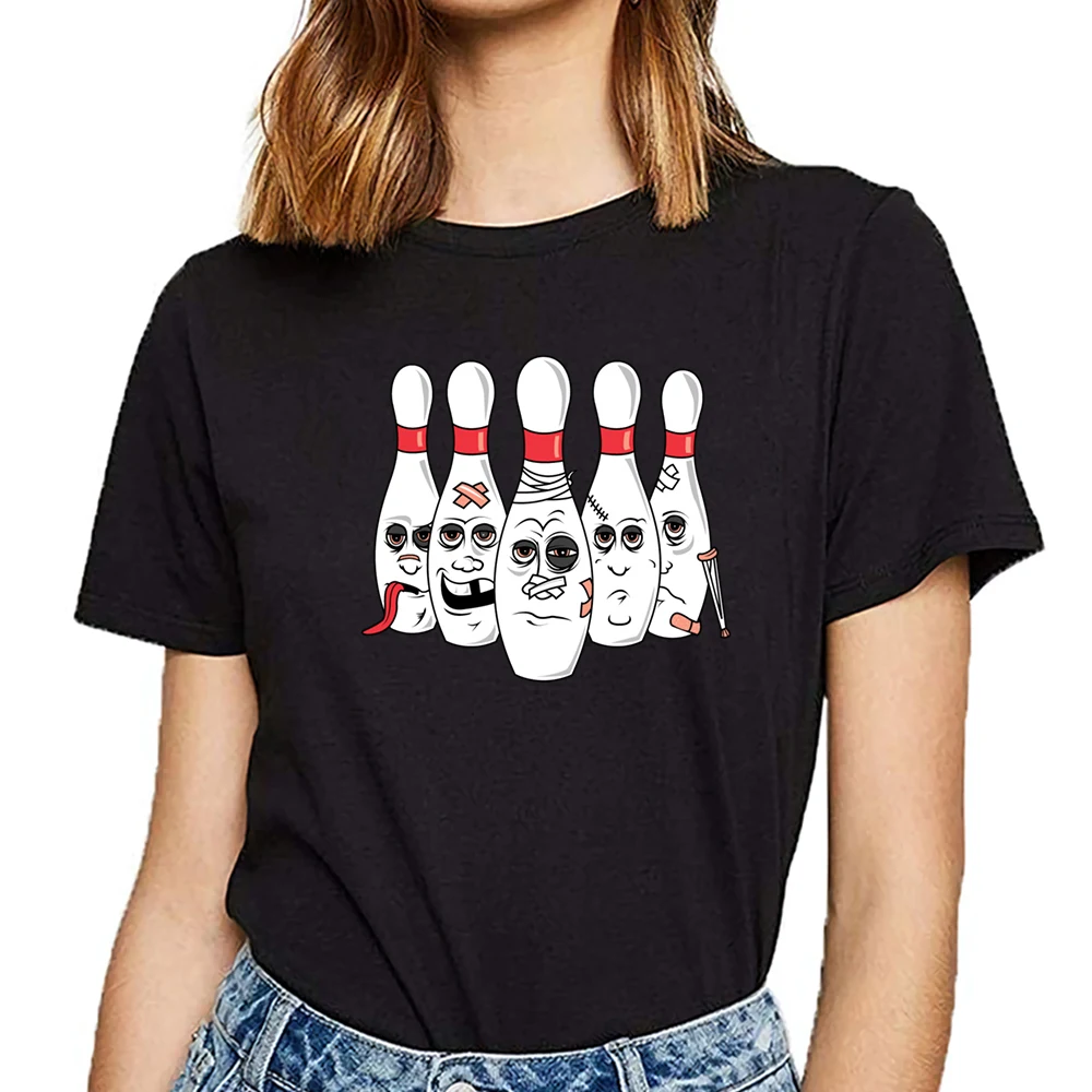 Tops T Shirt Women bowling pins Funny 