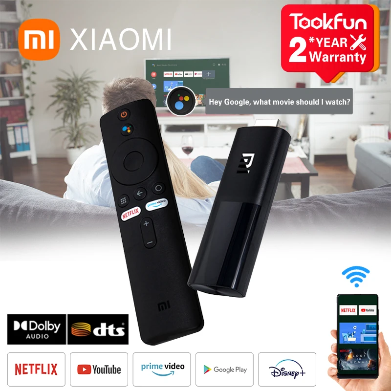 Versión Global Xiaomi Mi TV Stick Android 9,0 HD 1080P 1GB RAM 8GB ROM DTS Dolby inteligente de Netflix, YouTube Wifi Asistente de Google
