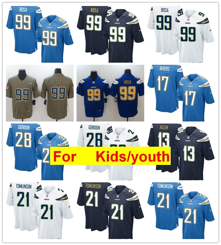 Молодежная футбольная форма в Лос-анжелесском стиле Joey Bosa LaDainian Tomlinson Philip Rocks Keenan Allen Melvin Gordon