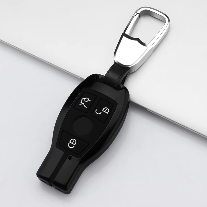 Car Aluminium Alloy Key Case Cover protector For Mercedes Benz E Class E300L C260L A200L C180L GLC260L Accessories Car Styling - Название цвета: Black-A model