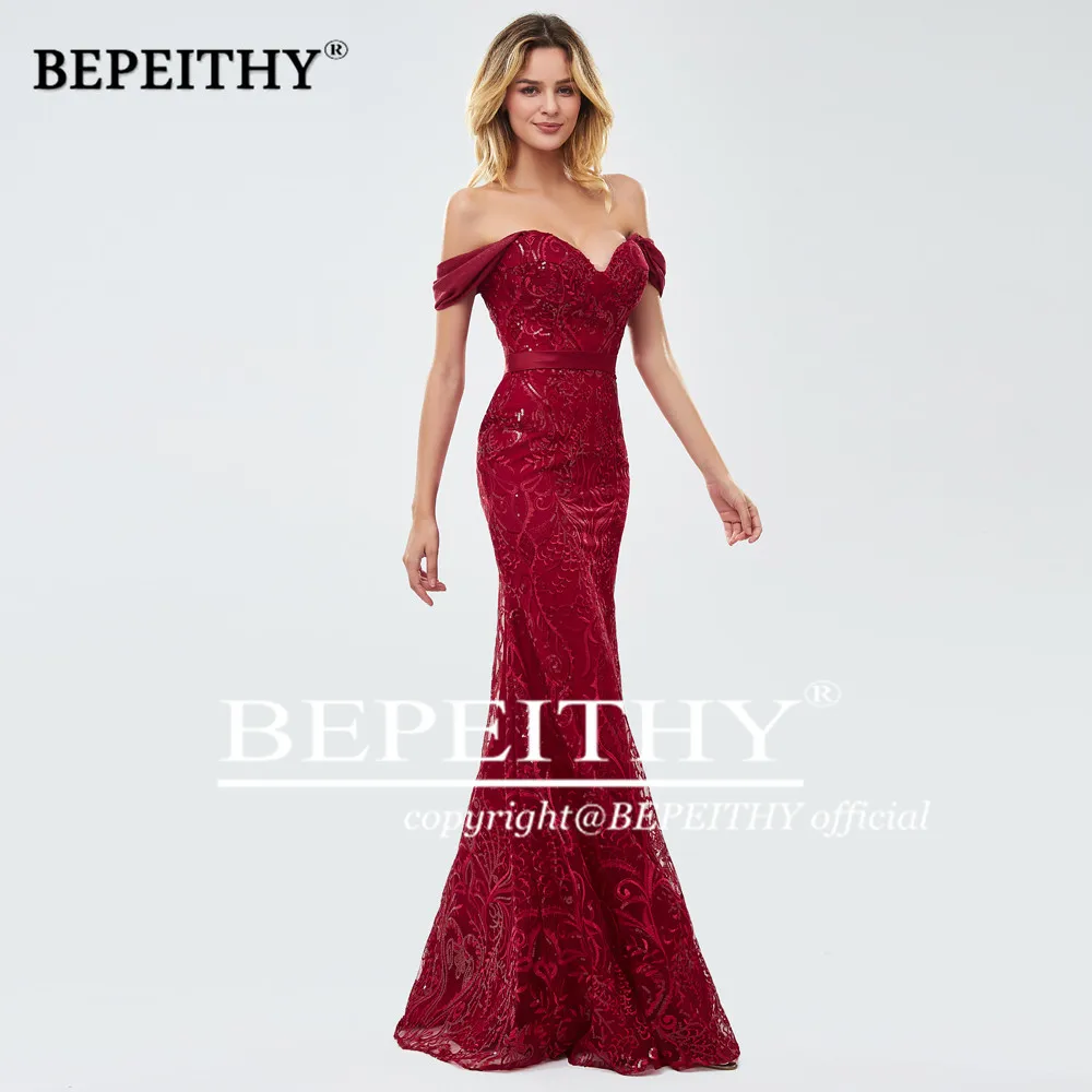 BEPEITHY Новое поступление красные длинные платья для выпускного вечера с русалочкой Vestidos de gala кружевные вечерние платья больших размеров