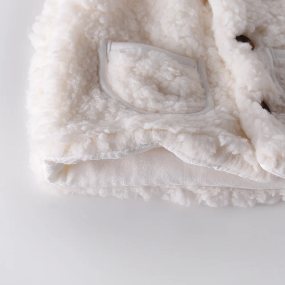Зимняя одежда для маленьких девочек из овечьей шерсти кашемировая шерсть детские жилетки верхняя одежда для малыша новорожденных Кардиган casaco+ шляпа