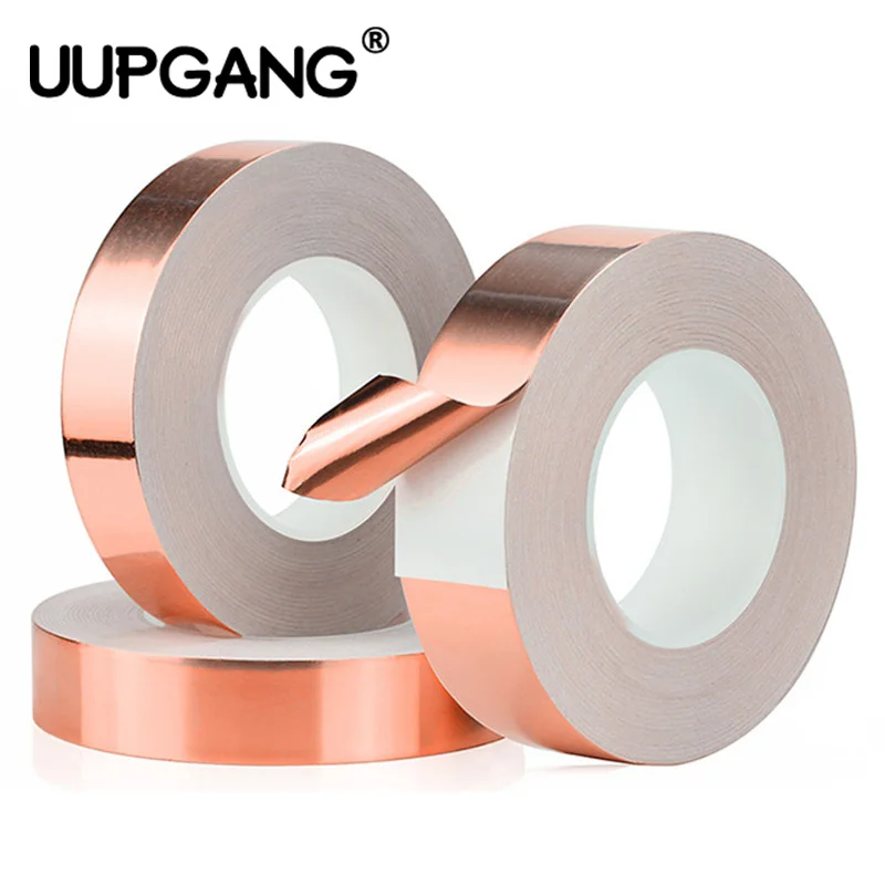 Single Side Conductive Copper Foil Tape Adhesive Strip Heat Shield Eliminate EMI Anti-static Repair Tape 0.06mm Thickness 10m copper foil tape