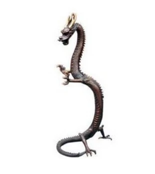 

807++++++wholesale Retro bronze factory outlets Large rare big 18" Chinese bronze Standing Dragon Statue
