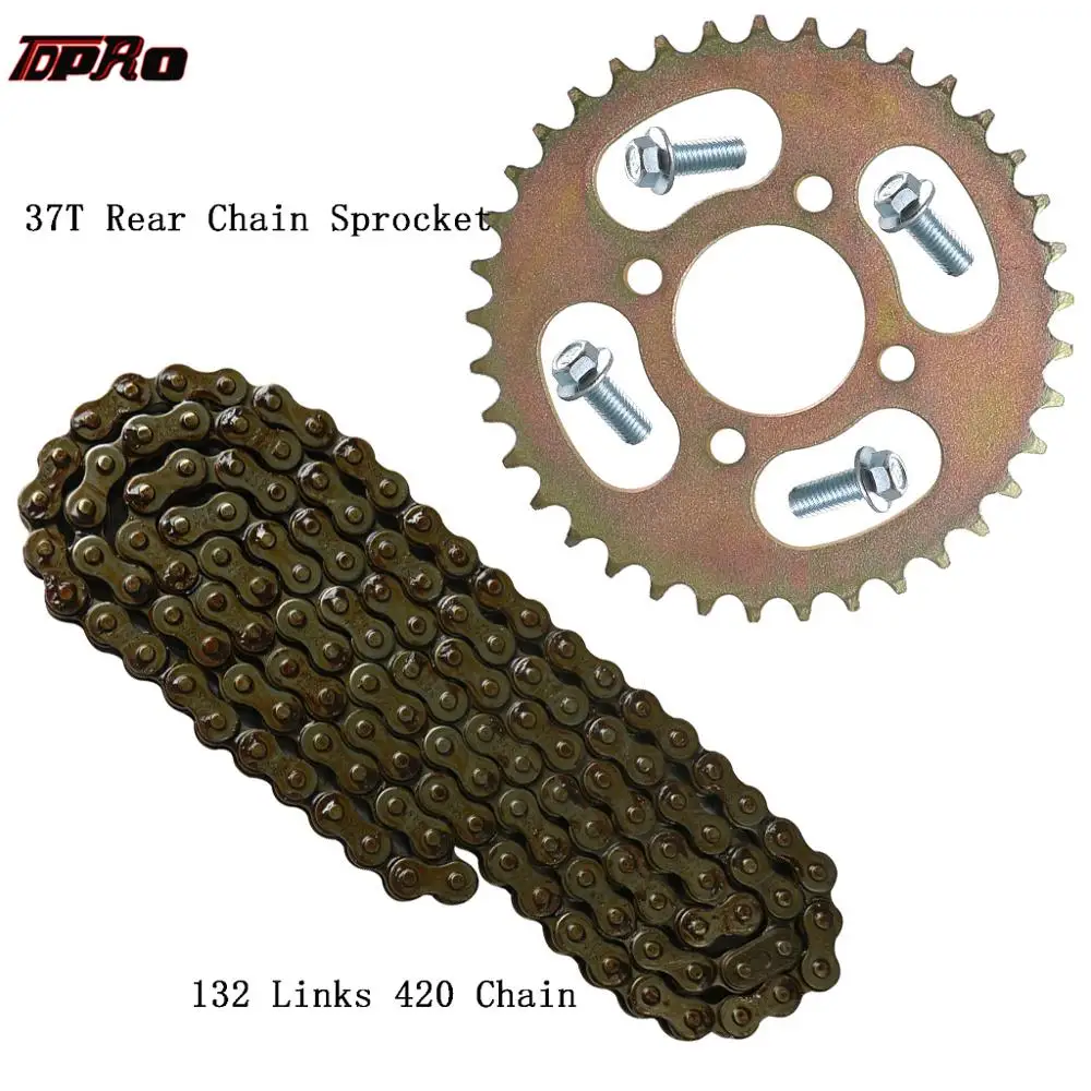 

48mm 37T Rear Chain Sprocket + 132 Links 420 Chain For ATV Go Kart Pit Bike Taotao SSR Trike 4 Wheeler