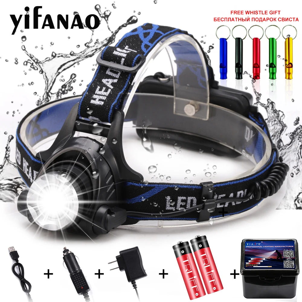 

2000LM V6 L2 LED HeadLight Headlamp Fishing Lamp Zoomable Flashlight Lamps 18650 Head Lamp 3 Modes Torch Light