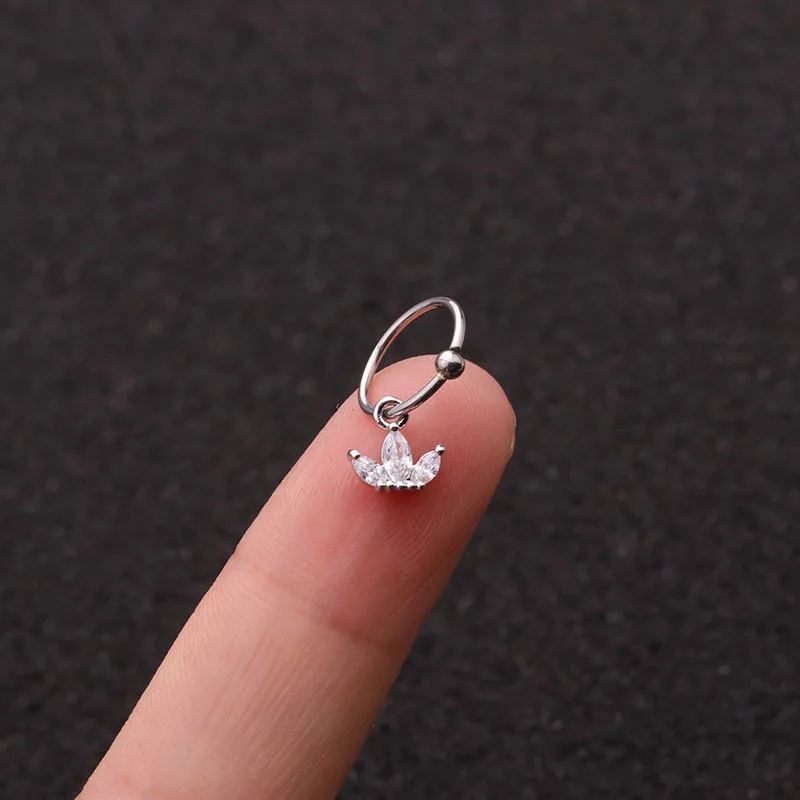 1 шт., женские серьги, ювелирные изделия из нержавеющей стали, Cz Love Hearts, подвеска, серьги-кольца, золото, серебро, циркон, ушные кости, украшения для пирсинга ногтей