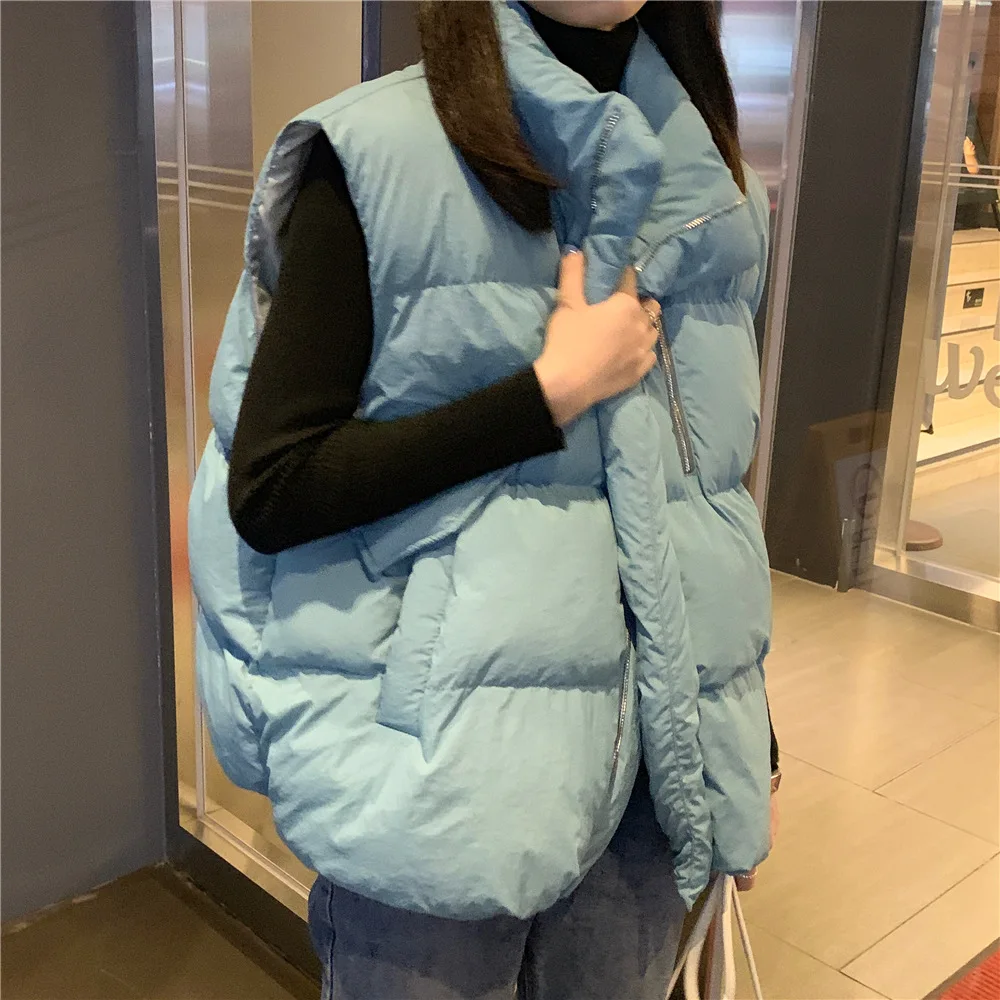 Down Feather Cotton Vest Women's New Style Autumn And Winter Short Students Bread Cotton Coat Sleeveless Coat Thick Waistco